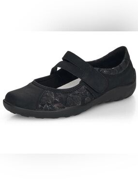 Remonte Mary Jane ballerina flat in black with floral pattern size 9 (40)